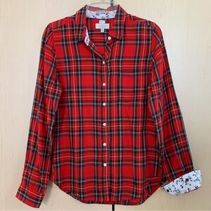 Lucky Brand Women's Long Sleeve Button Up Flip‎ Cuffs Shirt Plaid Red Size S
